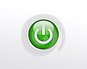 Green Power button on white background