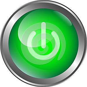 Green power on glass button