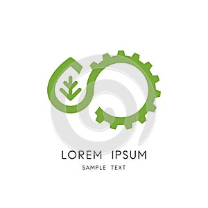 Green power logo - leaf and gear wheel symbol