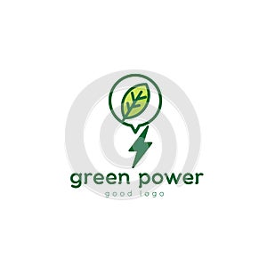 Green Power Nature Leaf Logo Design