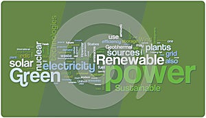 Green power word cloud