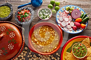 Green Pozole verde with blanco mote corn photo