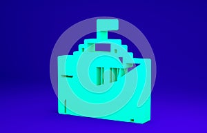 Green Prado museum icon isolated on blue background. Madrid, Spain. Minimalism concept. 3d illustration 3D render