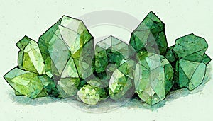 prehnite crystal cluster digital ÃÂ¢inting on a light background photo