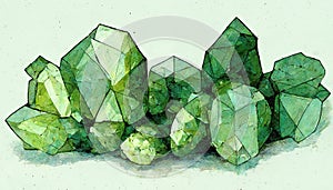 prehnite crystal cluster digital ÃÂ¢inting on a light background