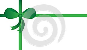 Green present bow with ribbon, vector illustration