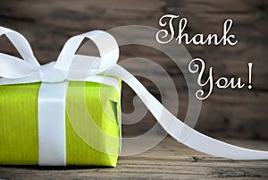 Green Present with Thank You Text