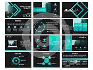Green Presentation templates elements on a black background. Vector infographics. Use in Presentation, flyer and leaflet,