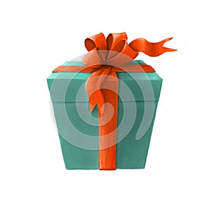 green presentbox with red bow, hand drawn clipart