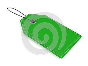 Green price tag with string