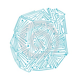 Green Printed Circuit Board Pattern, blue hand drawing