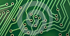 green printed circuit. layout of tracks