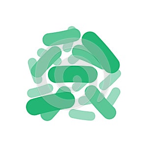 Green probiotics bacteria icon, logo isolated on white background. Vector illustration.