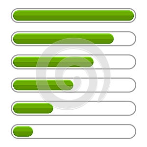 Green Progress Bar Set on White Background. Vector