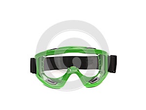 Green protective glasses isolated on white