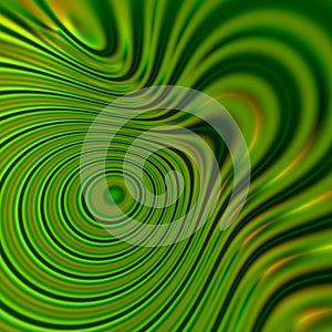 Green psychedelic shapes background. Warp energy. Art graphic ideas. Soft light effect. Circle flow. Line style concept. Colors.