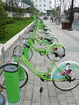 Green Public bicycles in Suzhou