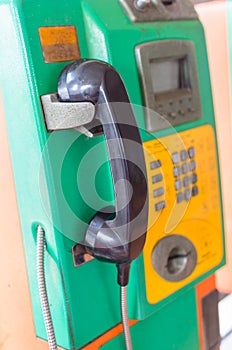 Green public telephone