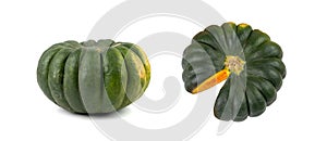 Green Pumpkin Isolated, Sweet Winter Squash, Whole Green Acorn Pumpkins