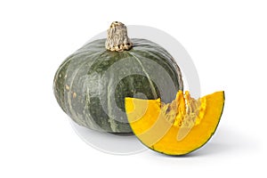 Green pumpkin with orange pulp