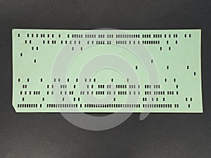 green punched card for programming