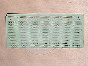 green punched card for programming