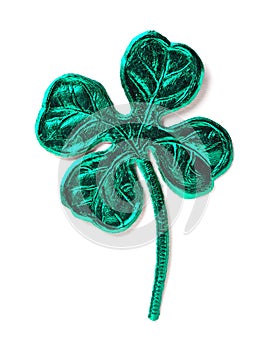 Green punched shamrock isolated over white