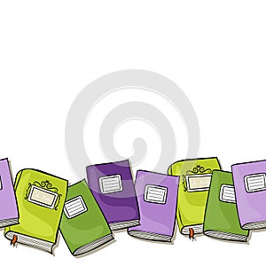 Green purple books horizontal border