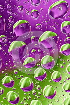 Green and purple droplets