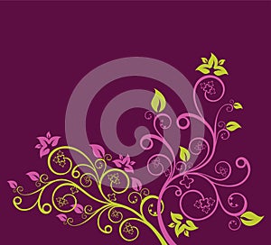 Green and purple floral vector illustration