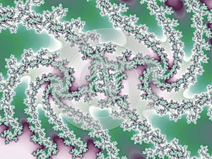 Green and purple fractal spirals