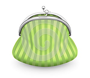 Green purse on a white. 3d.