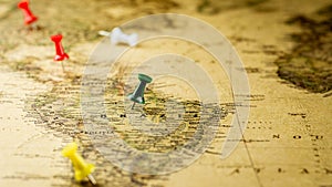 Green pushpin marking a location on brazil map