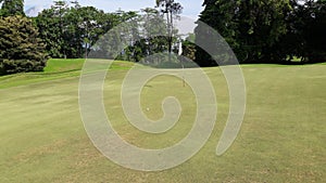 A green, or putting green, is an area of â€‹â€‹grass that is trimmed short around a hole or pin