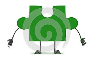 Green puzzle piece character