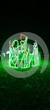 Green pyschedelic light installation