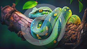 Green Python snake