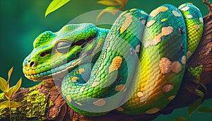 Green Python snake