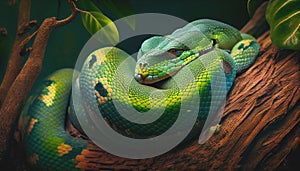 Green Python snake