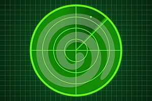 Green radar screen with dot