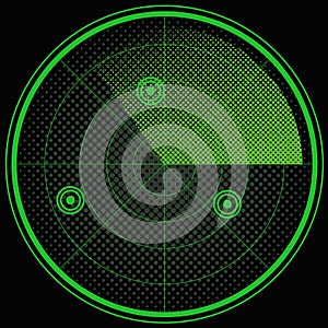 Green radar screen pop art style vector