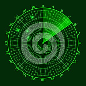 Green Radar Screen. Vector photo