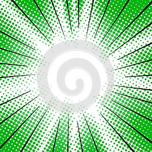 Green radial motion lines halftone for manga superhero