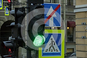 Traffic light in the city