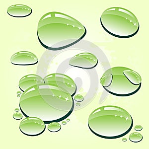 Green rain drops