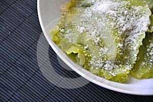 Green ravioli