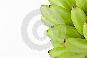 green raw egg bananas or egg banana on white background healthy Pisang Mas Banana fruit food isolated