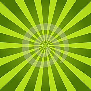 Green ray background. Vintage abstract texture. Retro starburst, sun beam. Halftone color. Light burst. Bright shine