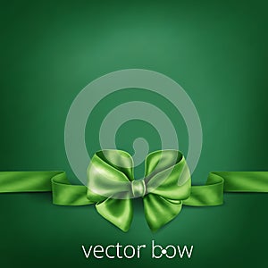 Green realistic silk ribbon bow