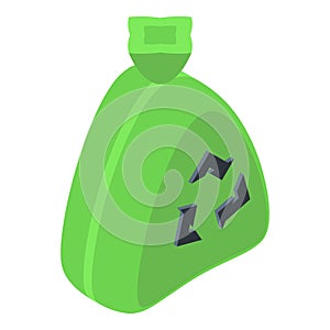 Green recycle bag icon isometric vector. Trash bin